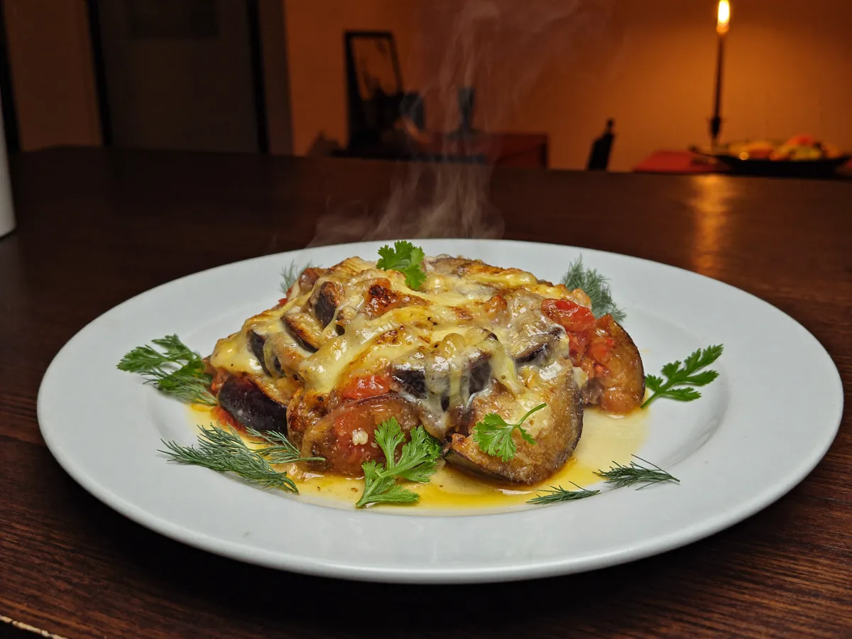 Баклажаны в духовке с помидорами и сыром