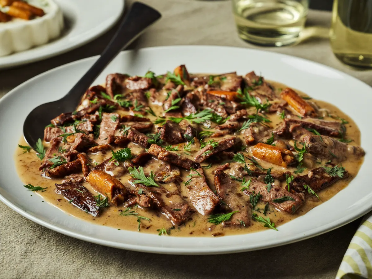 Бефстроганов из куриной печени