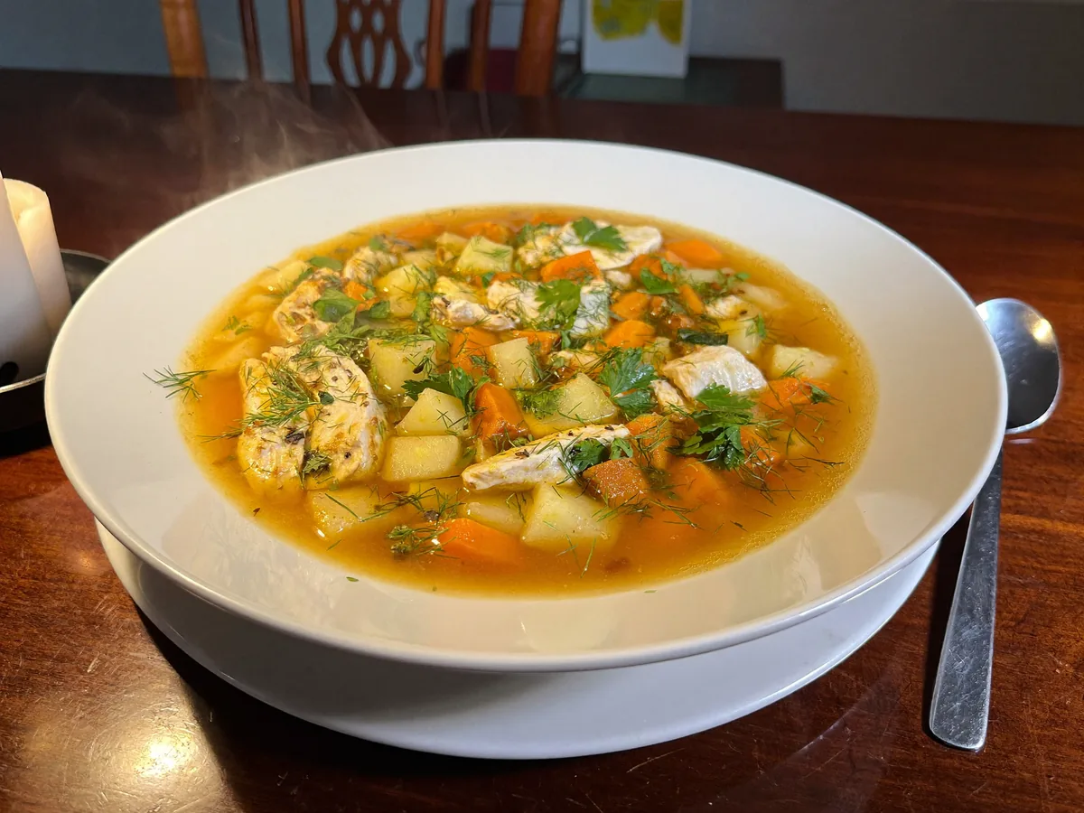 Белковый суп курица с плавленным сыром