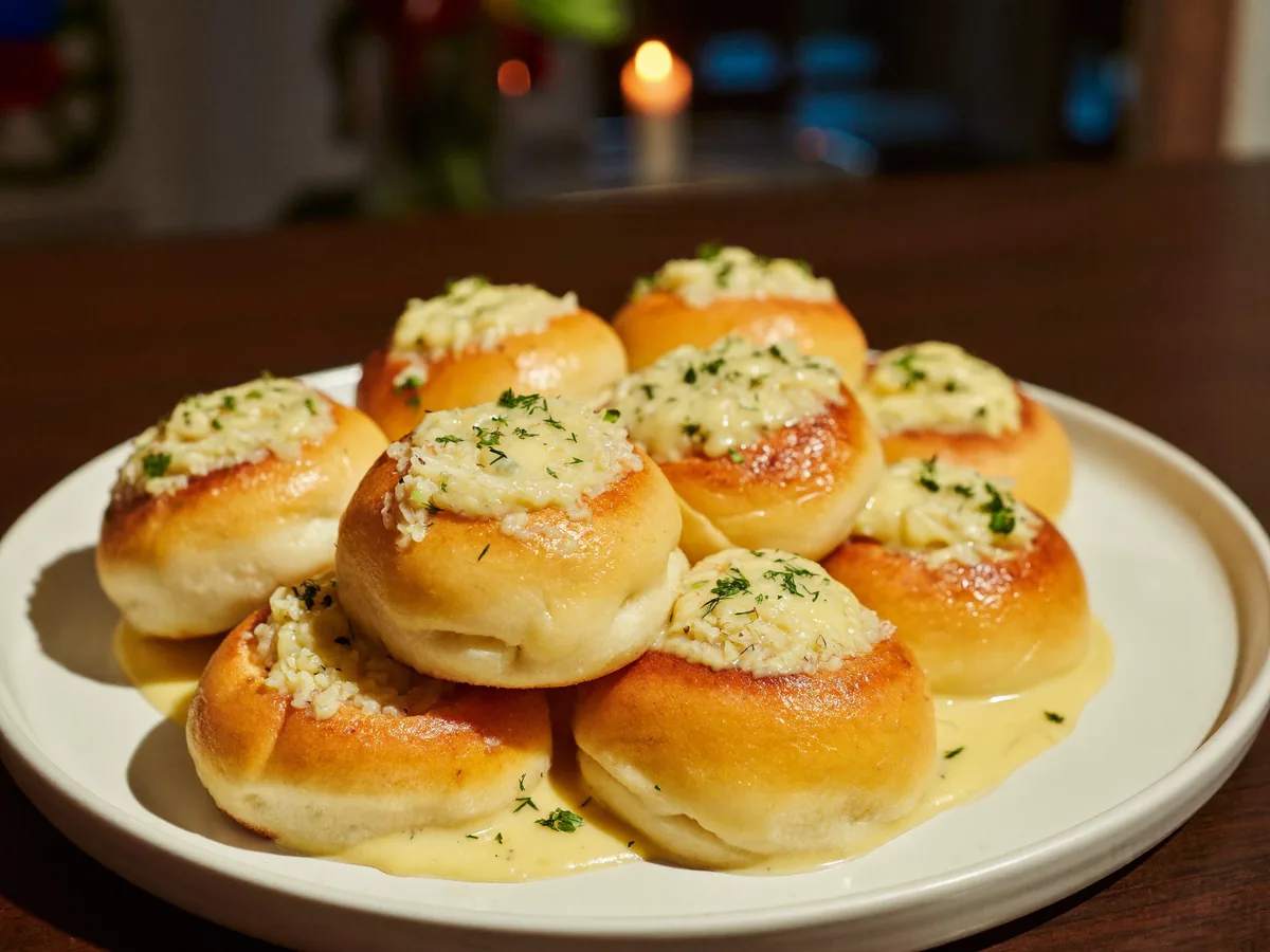 Булочки с чесноком и зеленью в духовке