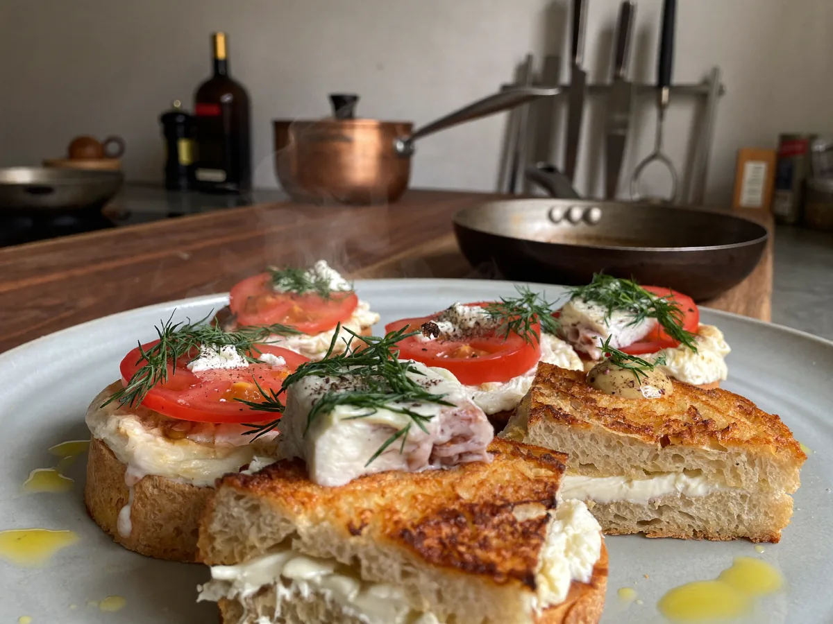 Бутерброд с яйцом и сыром горячий