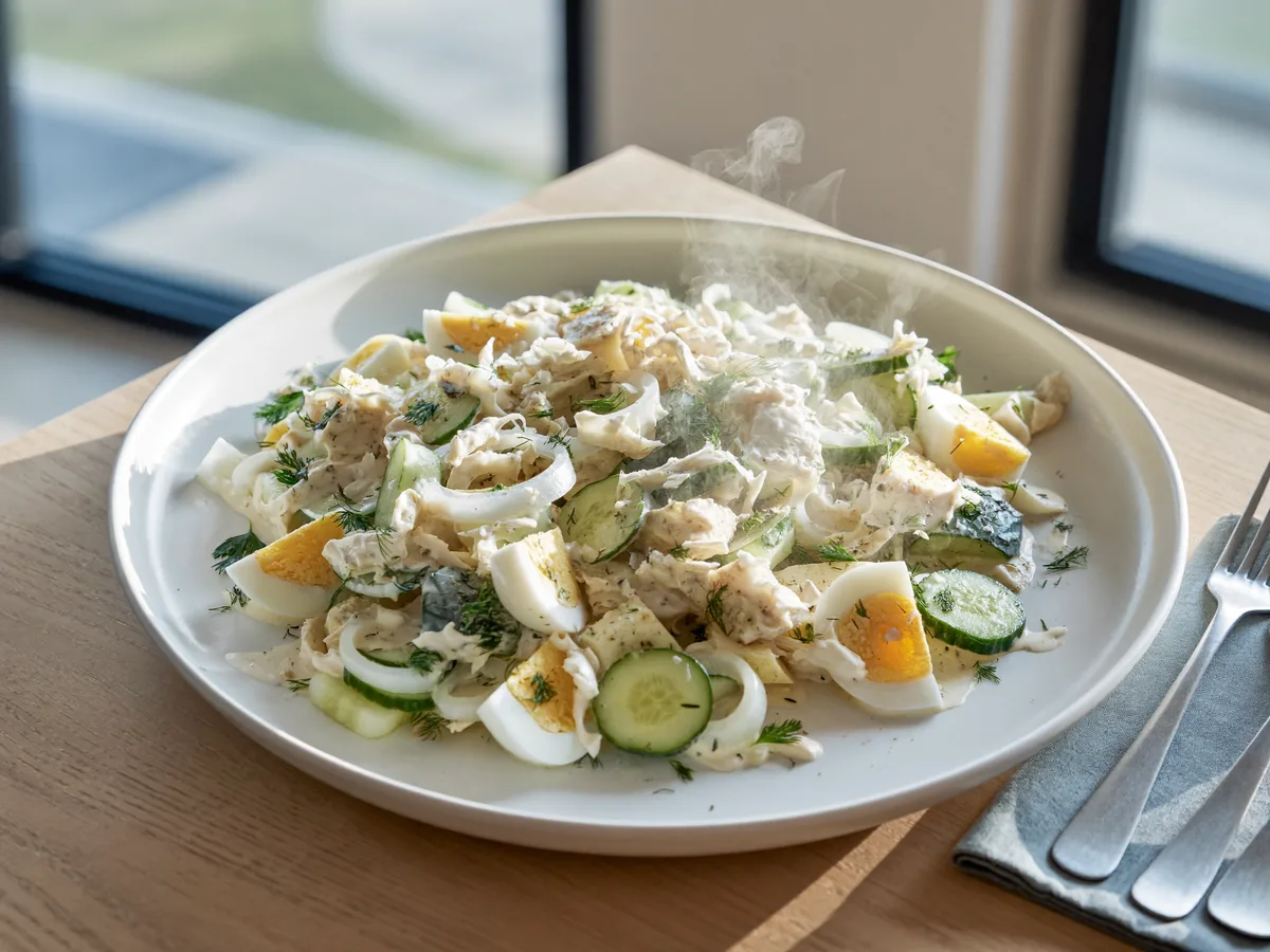 Диетический салат с яйцом и огурцом (ПП)