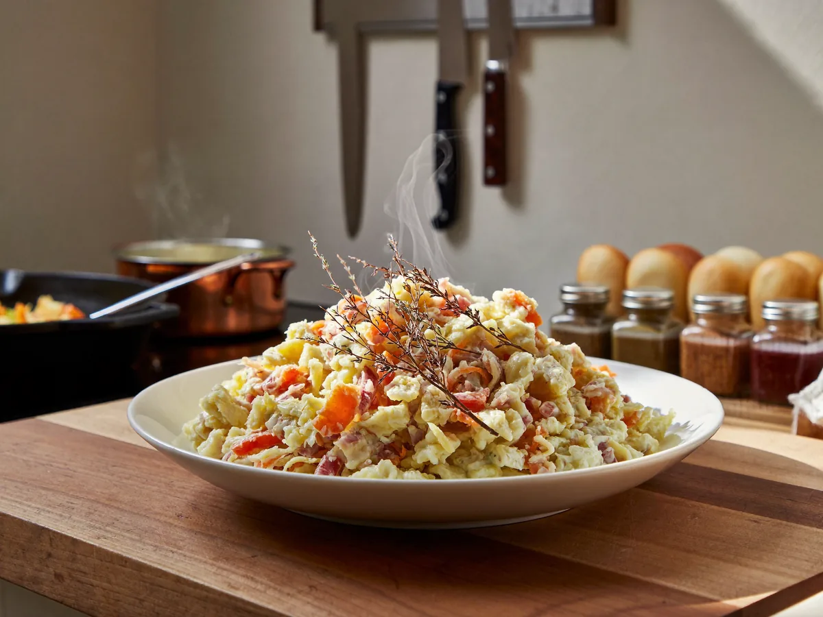 Еврейский салат с плавленным сыром и чесноком