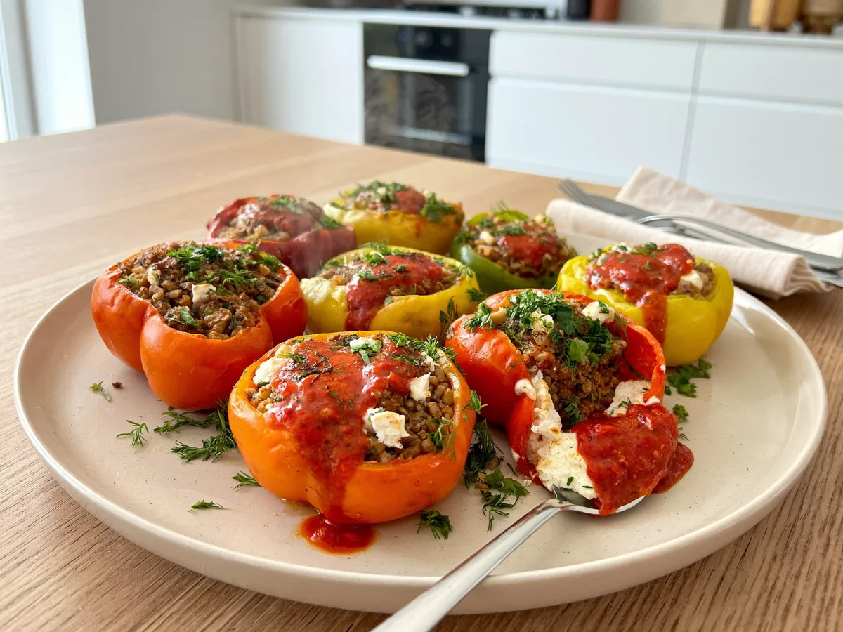 Фаршированные перцы в духовке с сыром