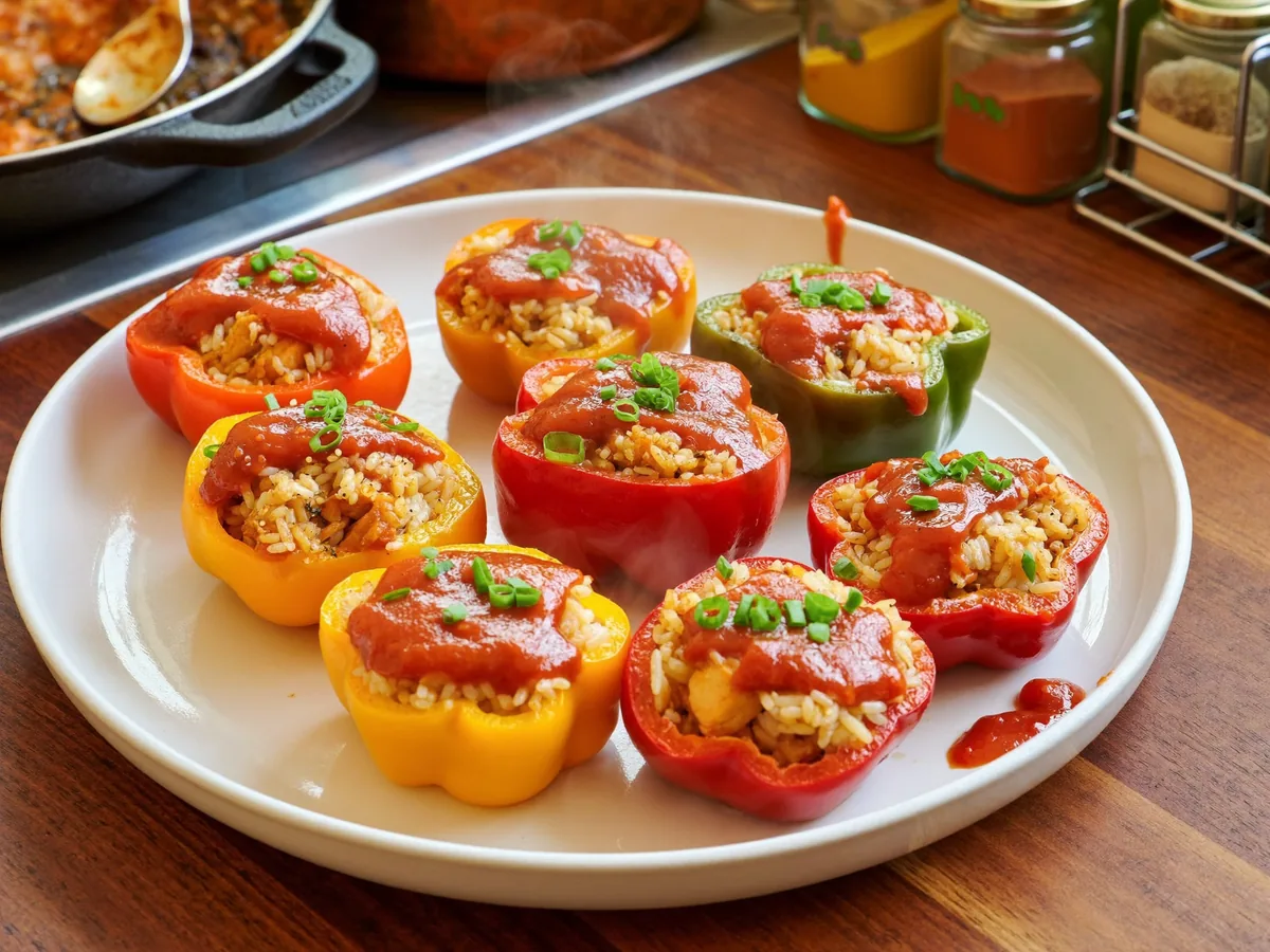 Фаршированный перец с курицей и рисом