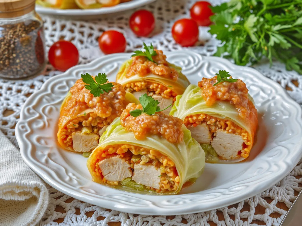 Голубцы из пекинской капусты с курицей и рисом