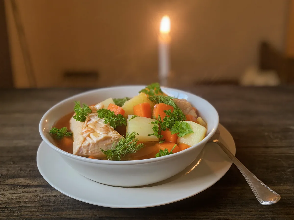 Гороховый суп с курицей в кастрюле