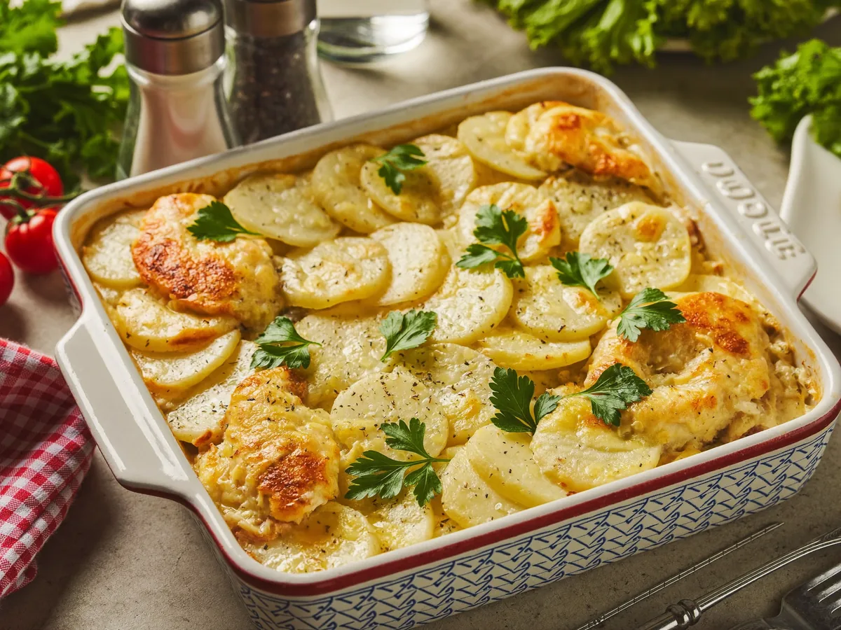 Гратен из картофеля с курицей