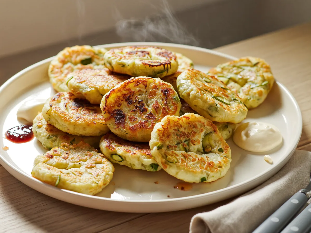 Кабачковые оладьи с брынзой