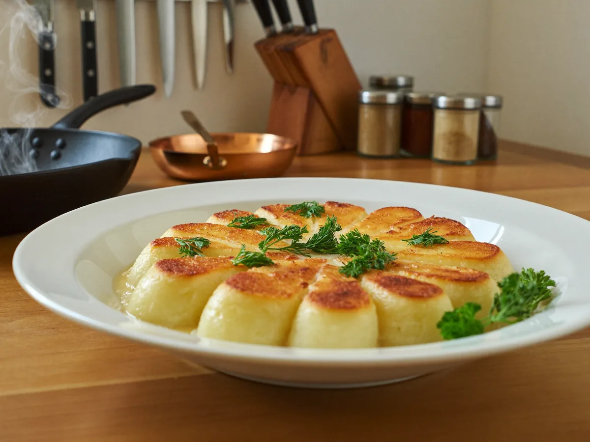 Картофель ломтиками, запеченный в сливках и сыре в духовке
