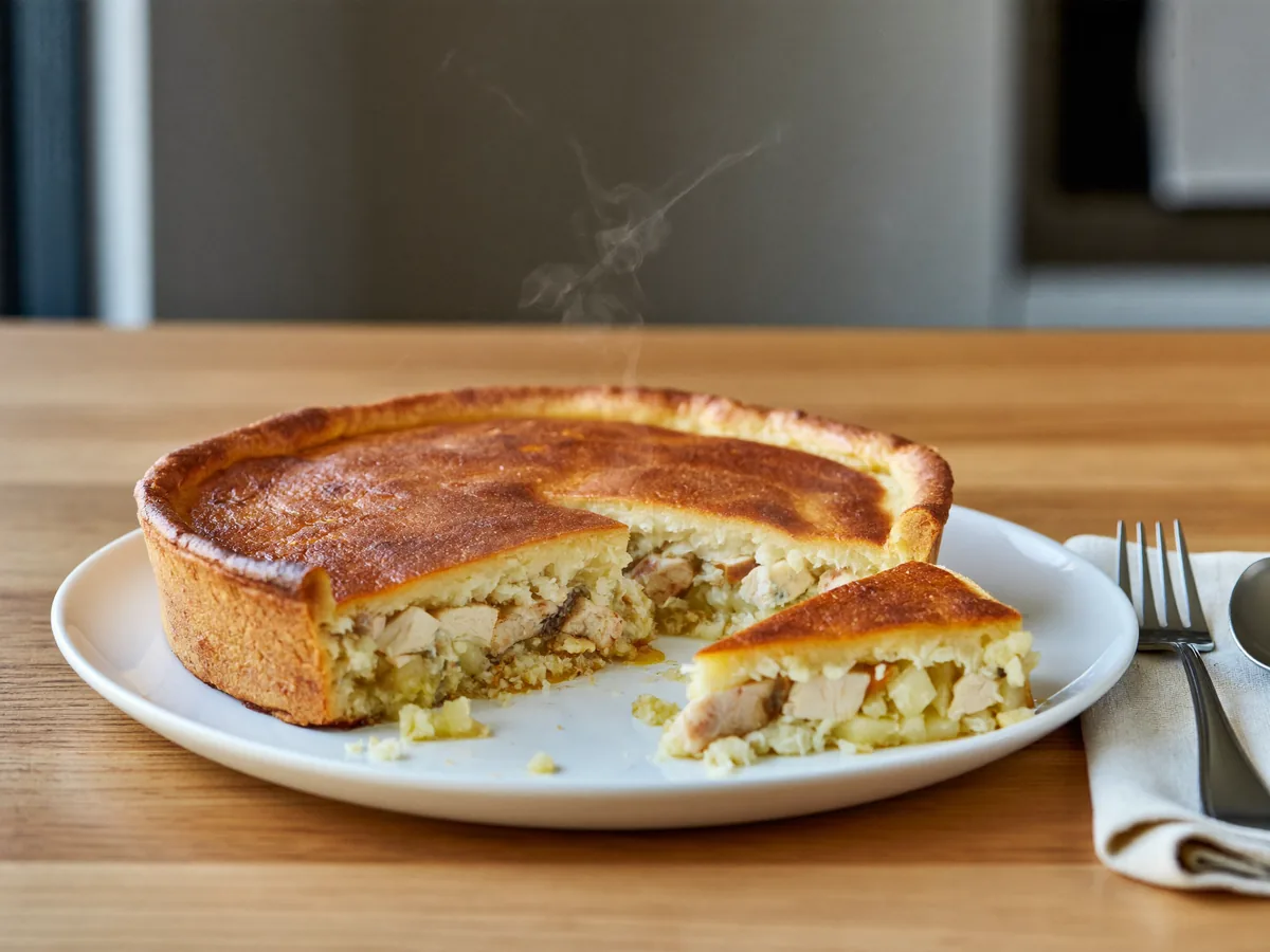 Картофельный пирог с курицей и сыром