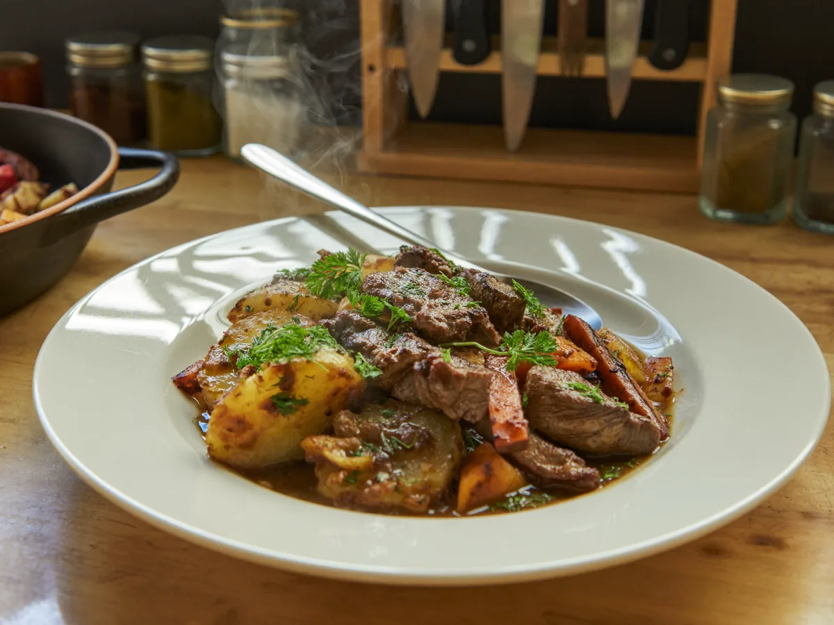 Картошка с мясом и грибами