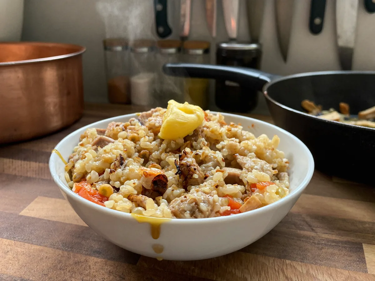 Каша из чечевицы с курицей