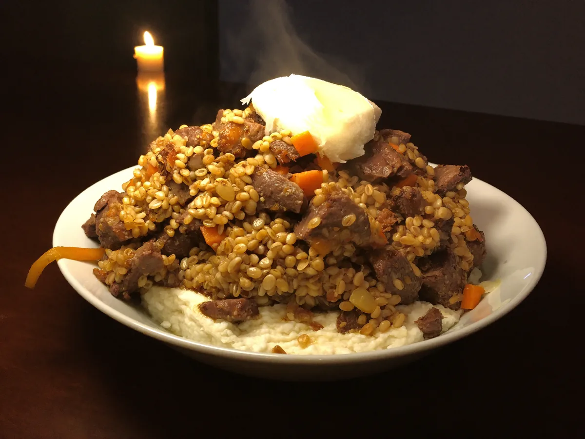 Каша перловая с говядиной