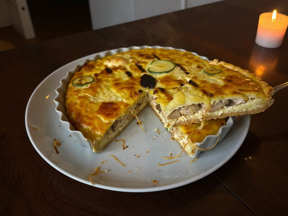 Кето киш с курицей и грибами