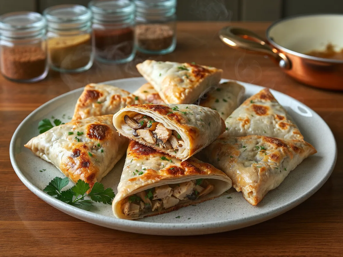 Конвертики с курицей и грибами