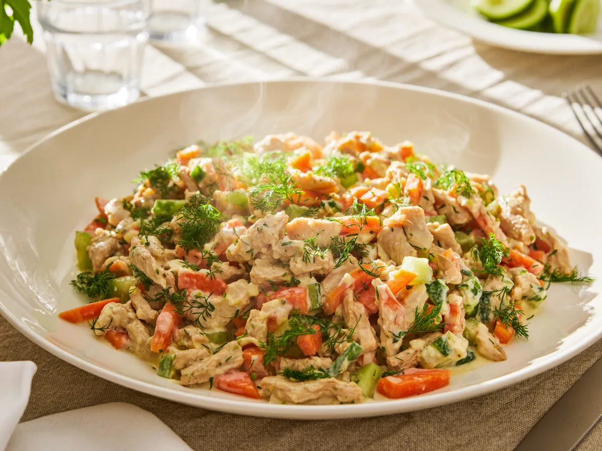Корейская морковь с курицей