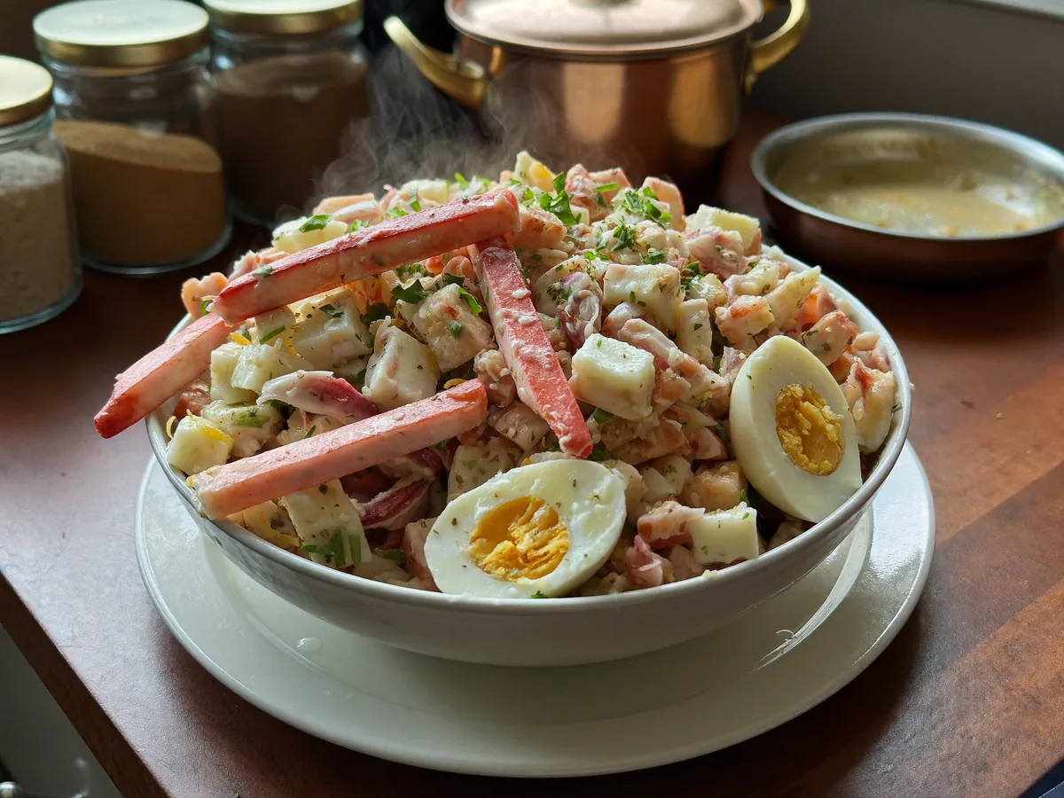 Крабовый салат с кальмарами