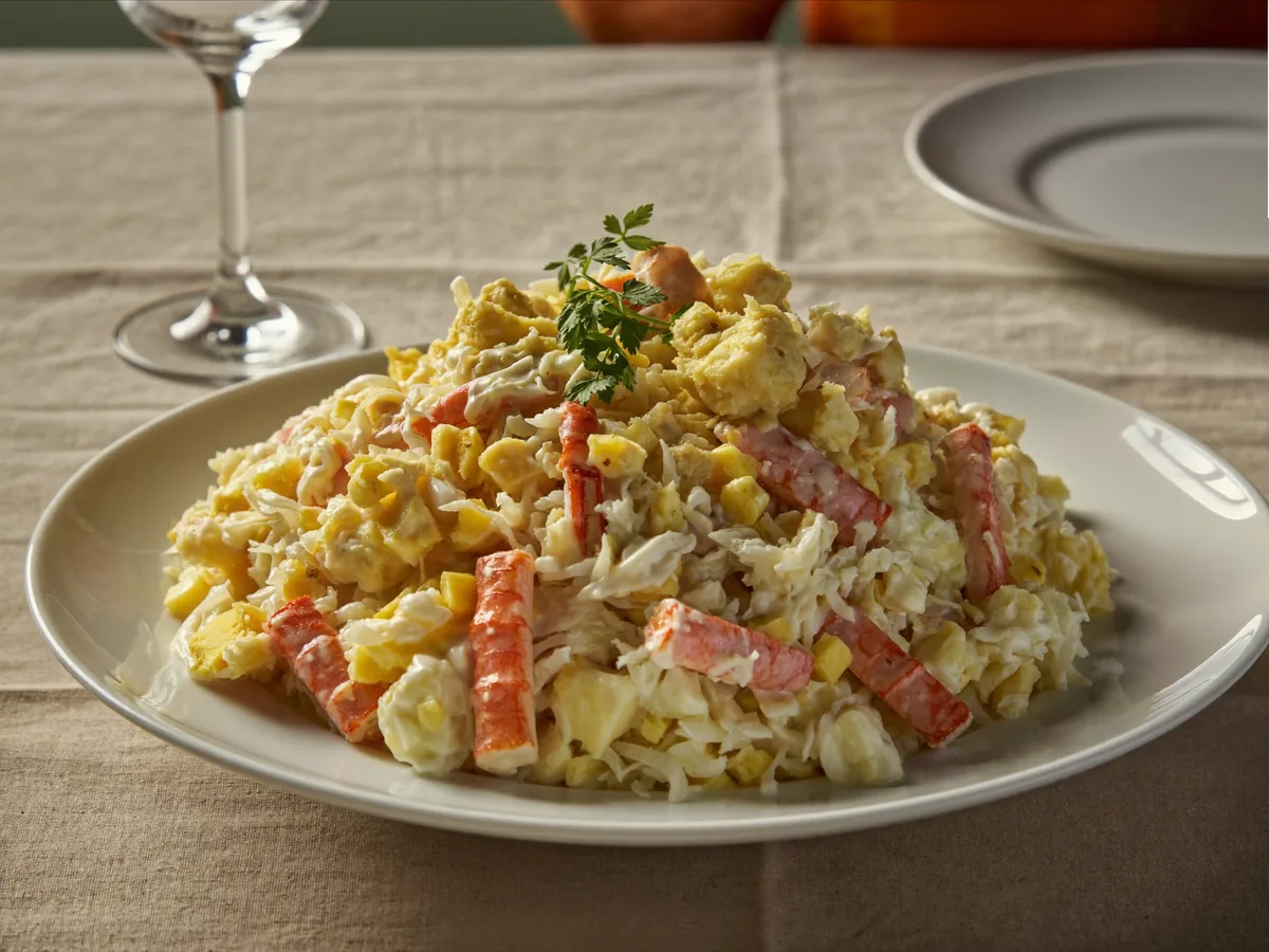 Крабовый салат с морской капустой