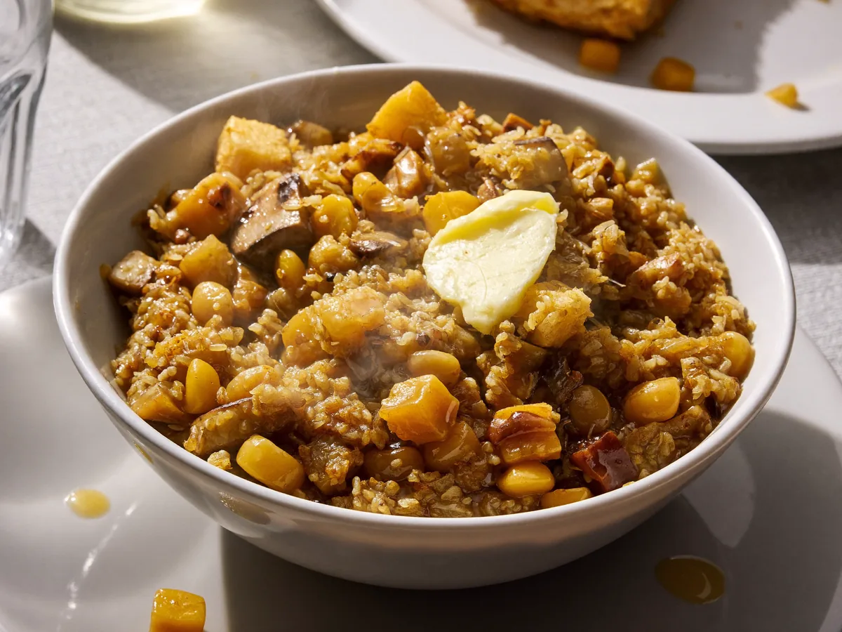 Кукурузная каша с грибами