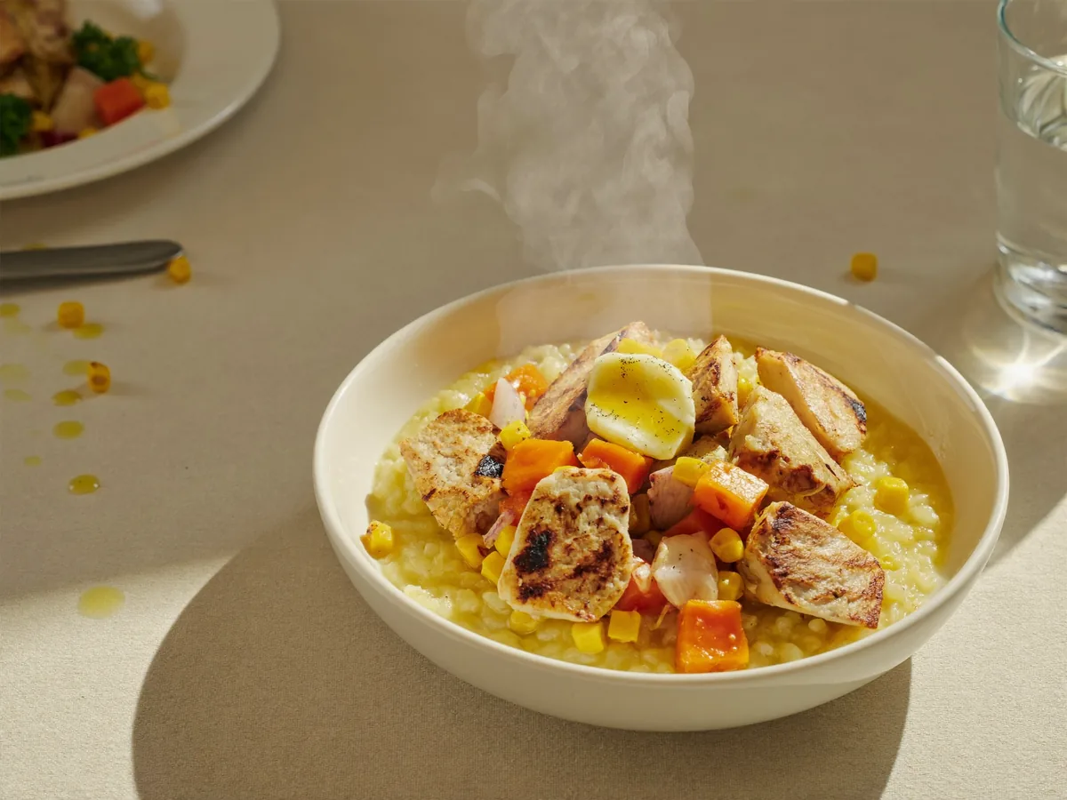Кукурузная каша с мясом (курицей)