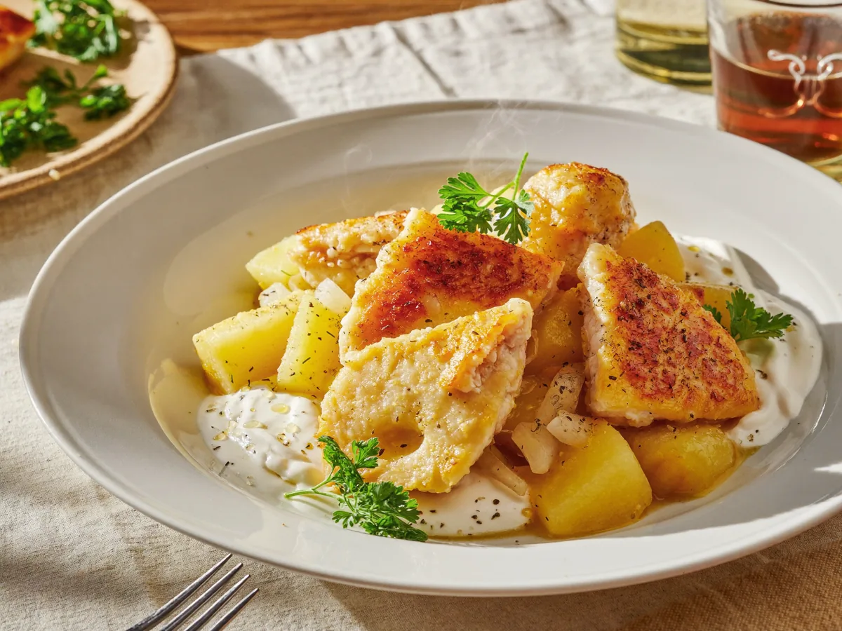 Курица, фаршированная картофелем