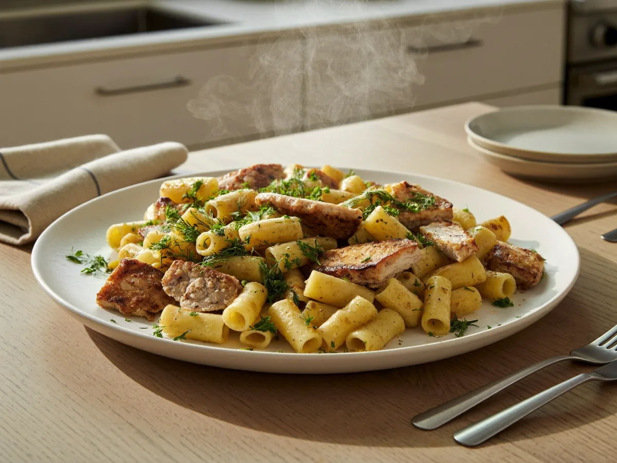 Курица гриль с сыром и макаронами