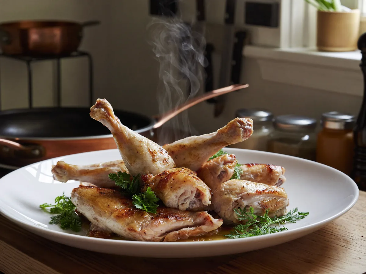Курица с лимоном и розмарином на сковороде