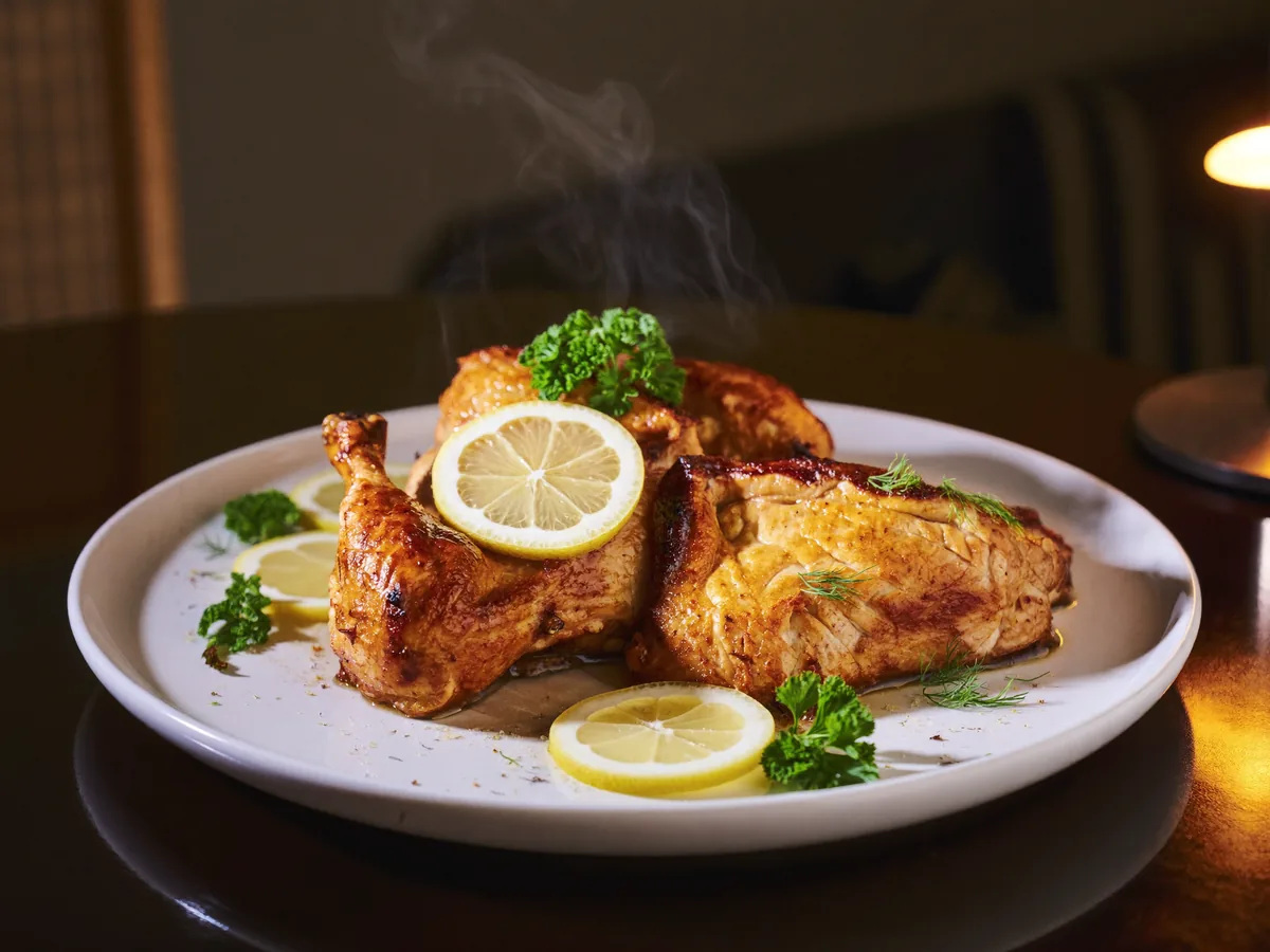Курица с лимоном в духовке целиком