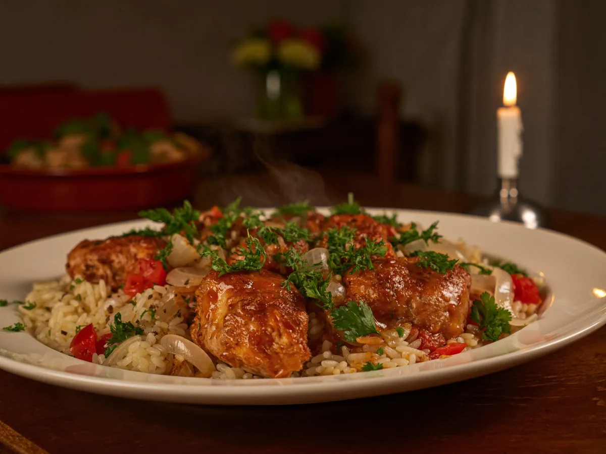 Курица с рисом и овощами в мультиварке