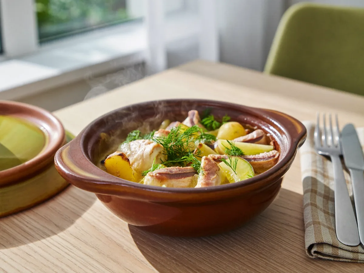 Курица в горшочке в духовке с овощами