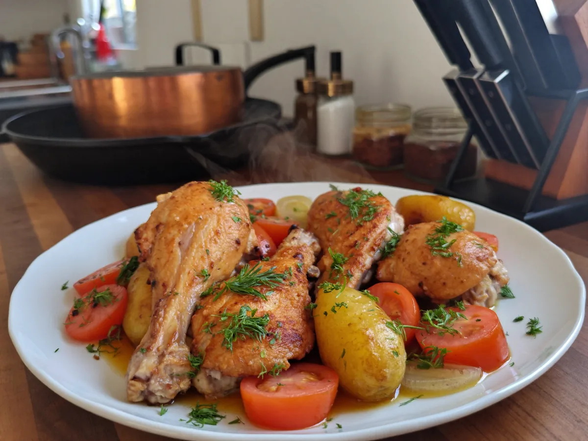 Курица в рукаве с овощами и картошкой