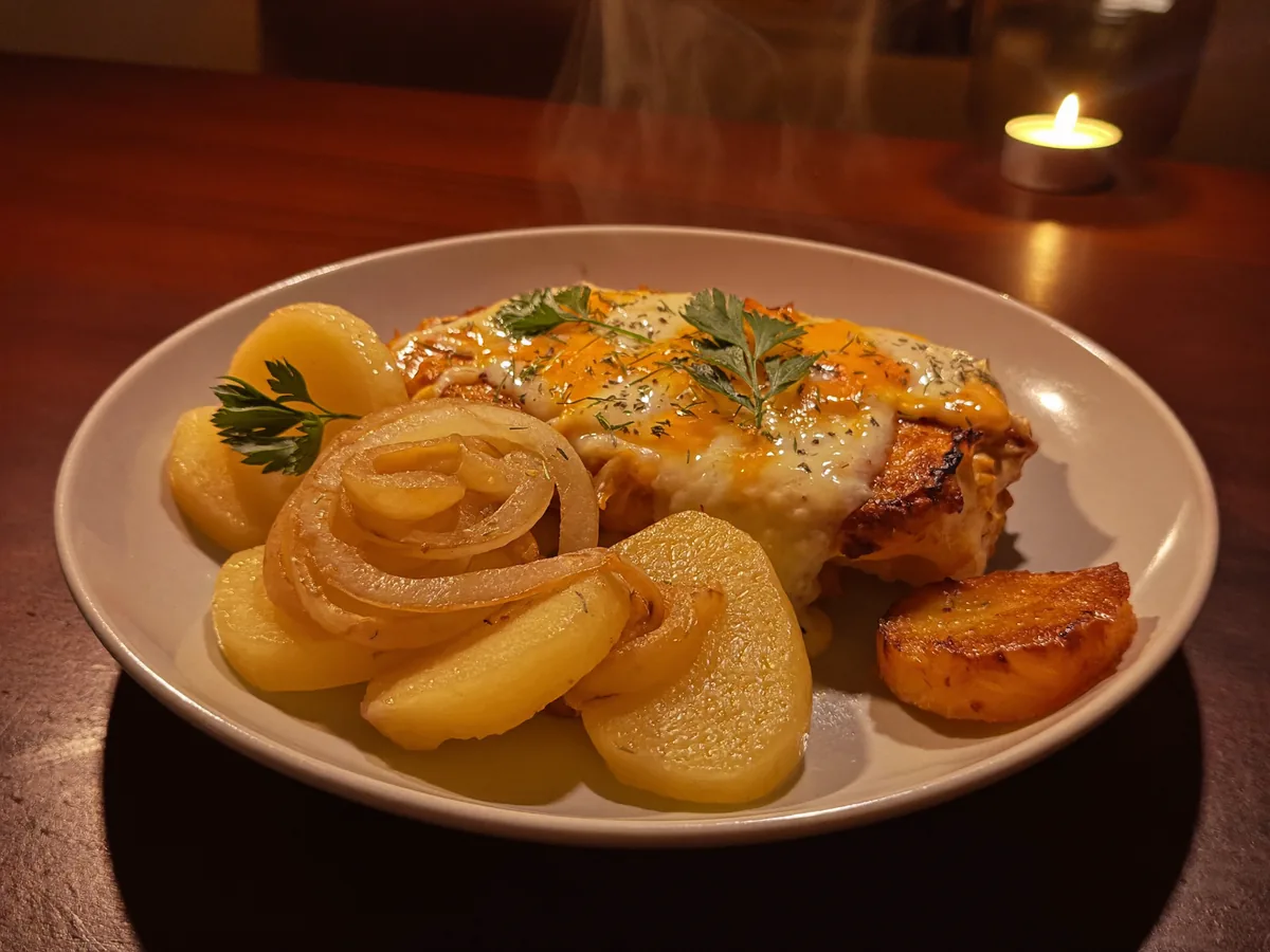 Куриная грудка в духовке с картошкой и сыром