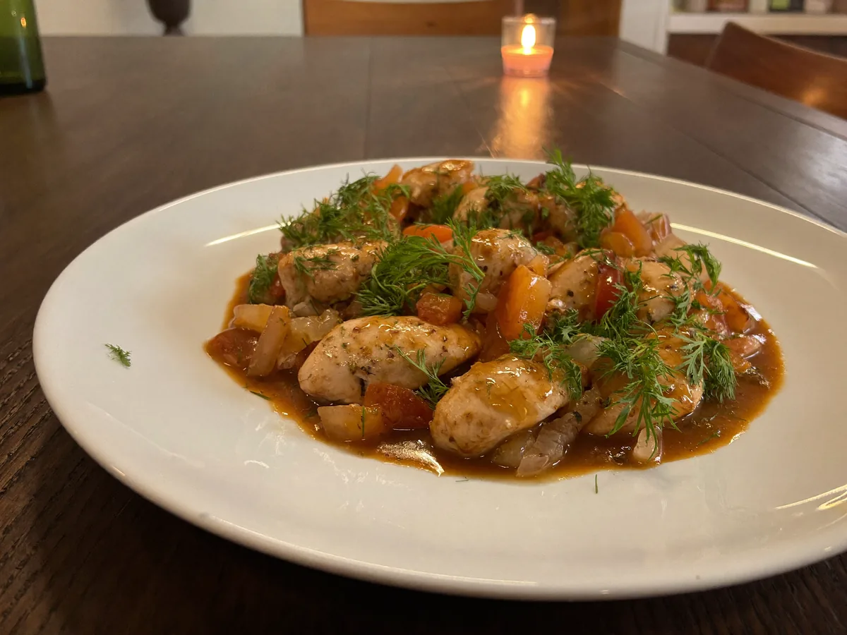 Куриная печень с помидорами