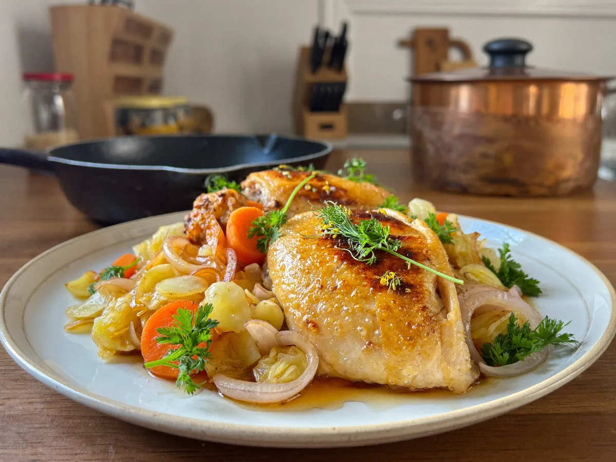 Куриные голени с капустой в духовке