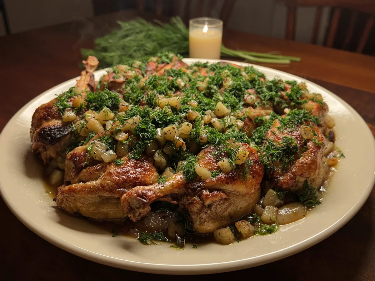 Куриные голени с яблоками в духовке
