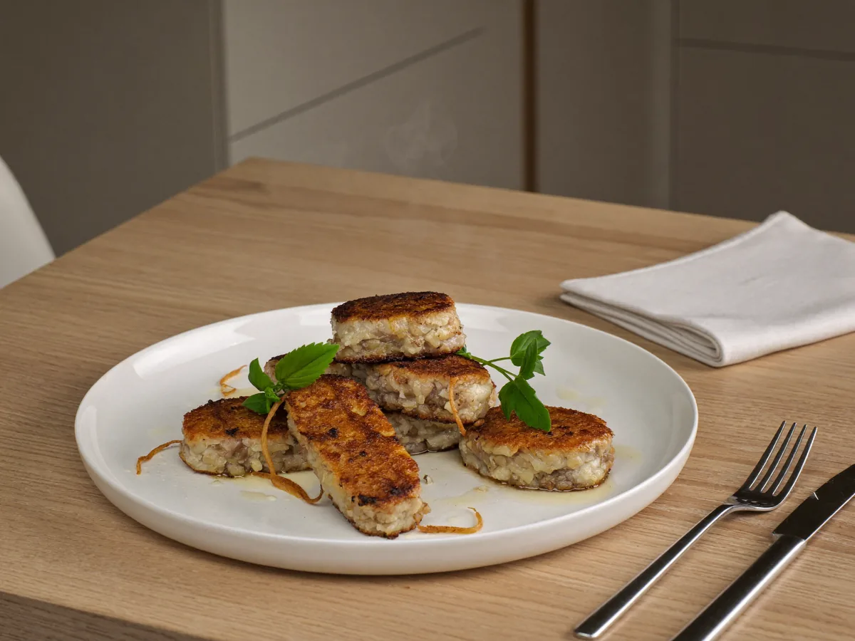 Куриные котлеты с грибами и квашеной капустой