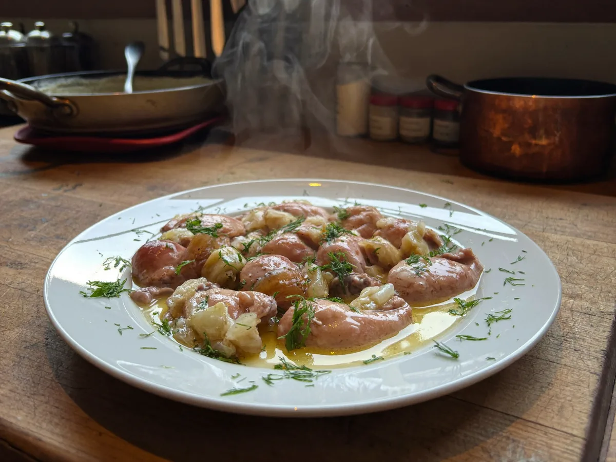 Куриные потрошки в сливочном соусе