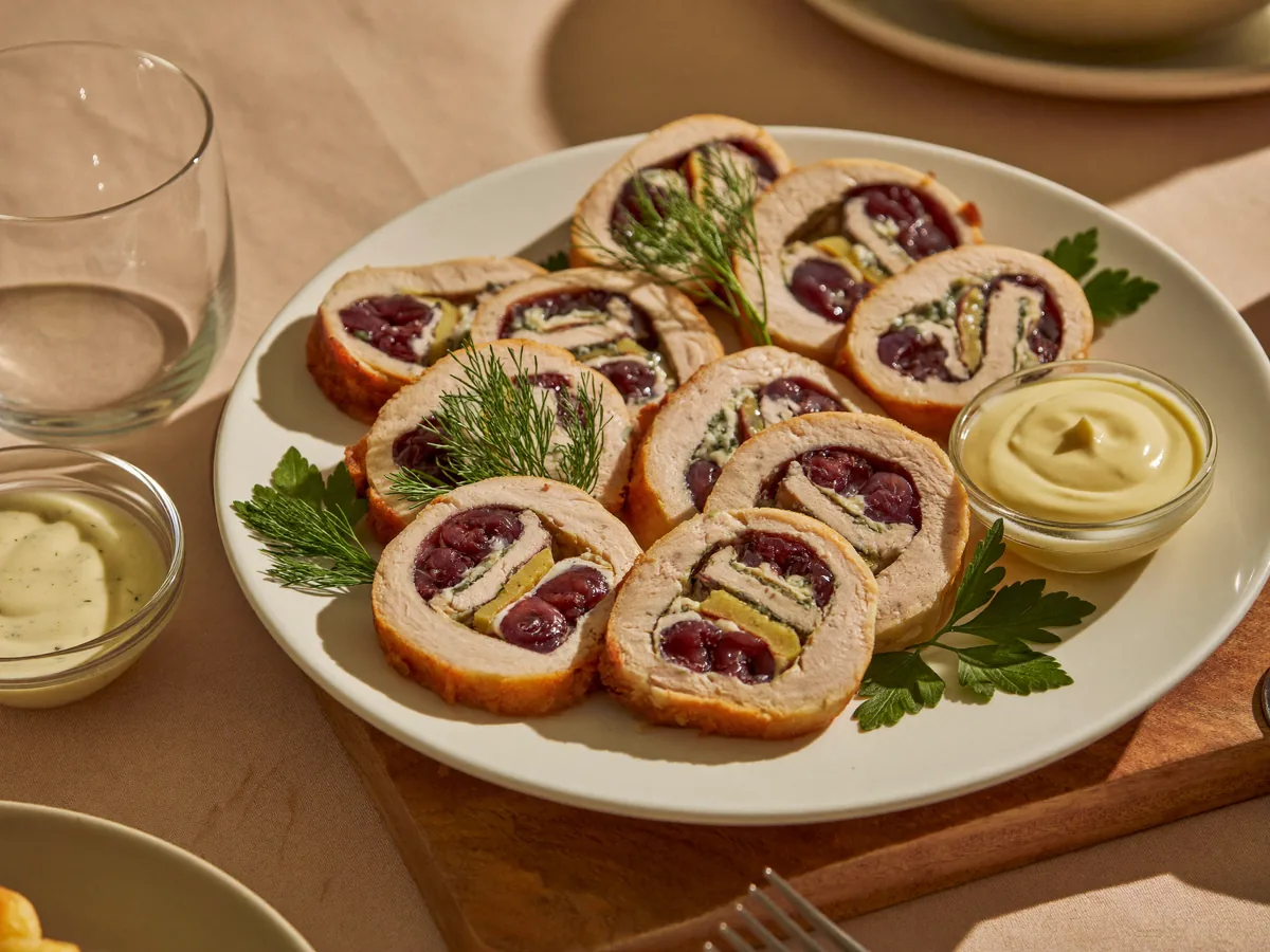 Куриный рулет с черносливом в духовке