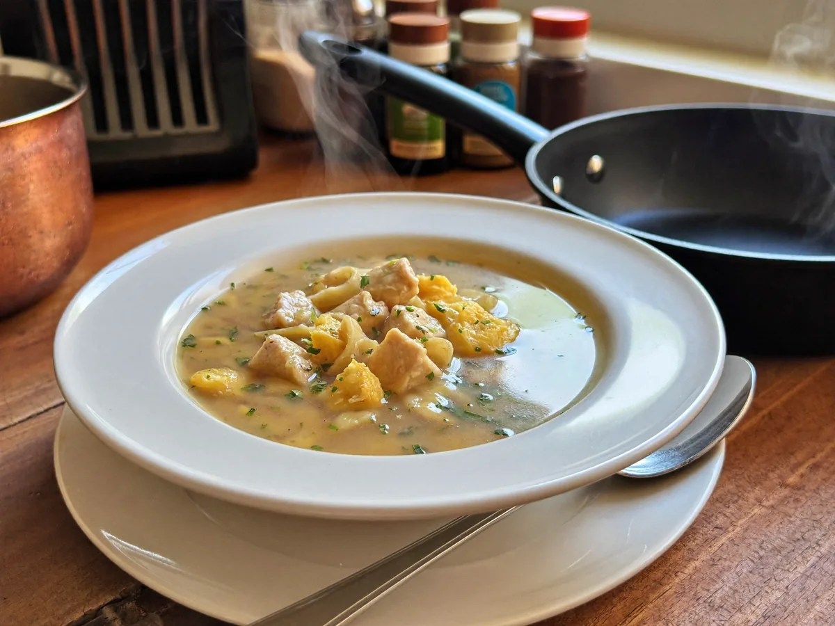 Куриный суп с лапшой и яйцом (без зажарки)