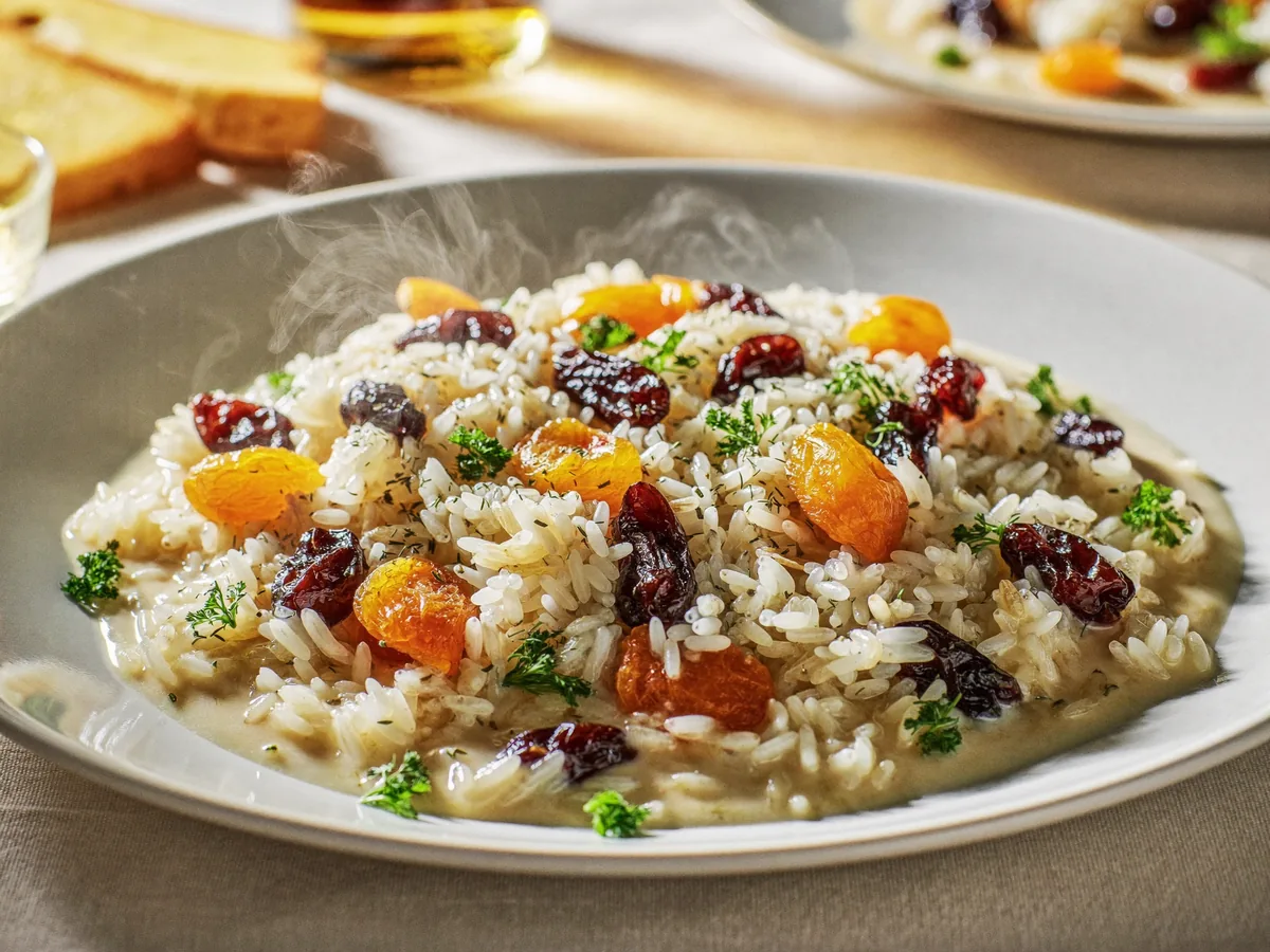 Кутья из риса с изюмом и курагой на Рождество