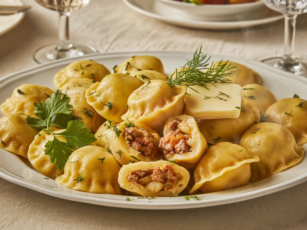 Ленивые пельмени на сковороде с фаршем и овощами