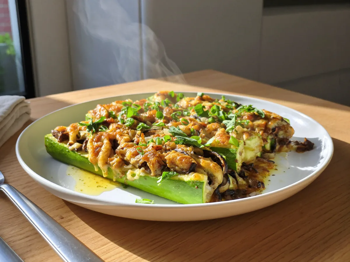 Лодочки из кабачков с грибами