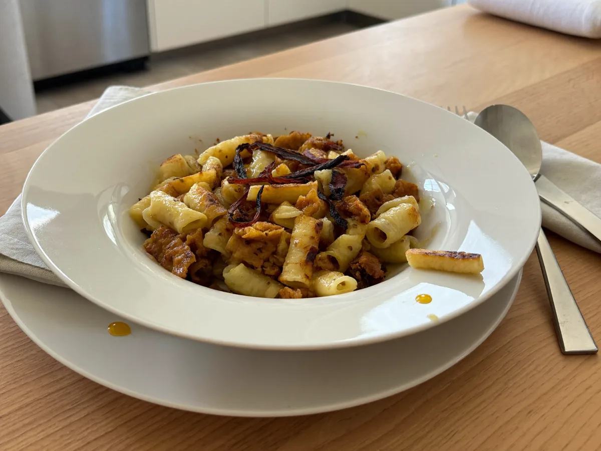 Макароны с тыквой для детей
