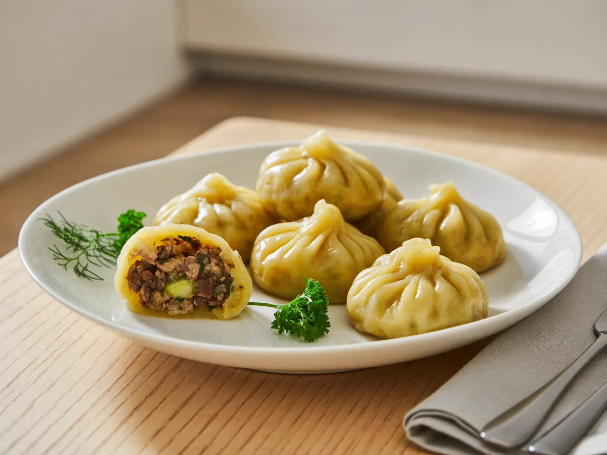 Манты с кабачком и мясом