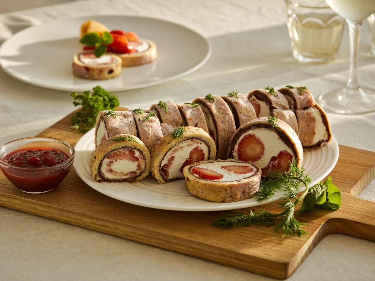 Меренговый рулет с клубникой
