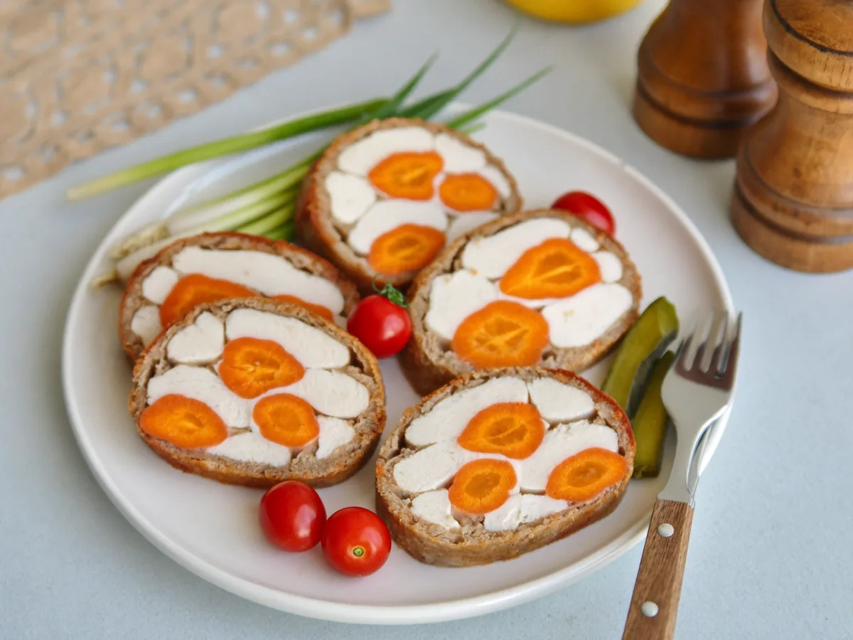 Мраморный мясной хлебец с корейской морковью