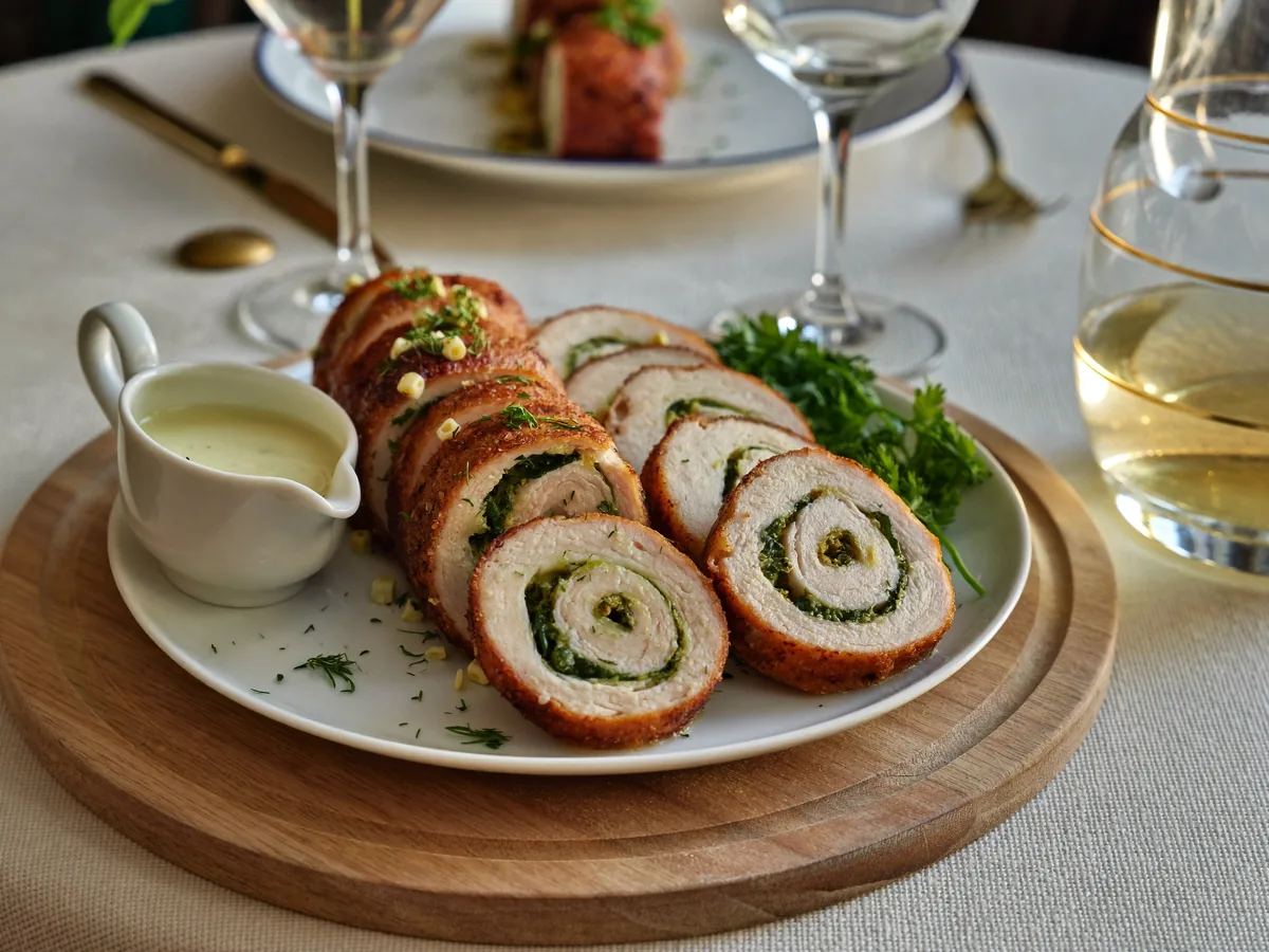 Мраморный рулет из курицы с желатином