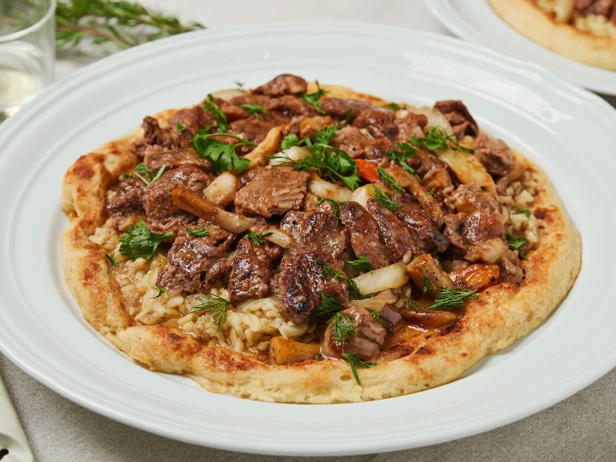 Мясные мешочки с рисом и грибами