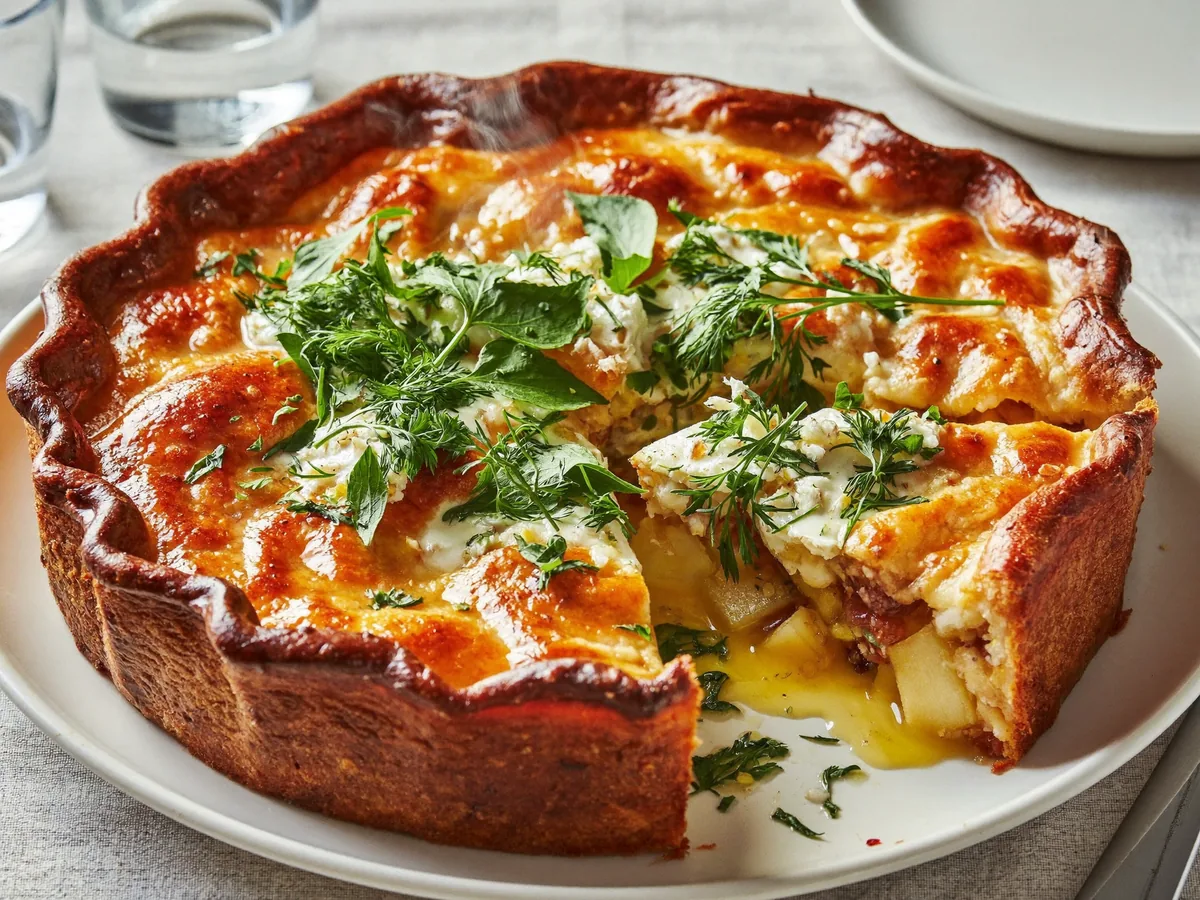 Насыпной пирог с творогом и яблоками в духовке
